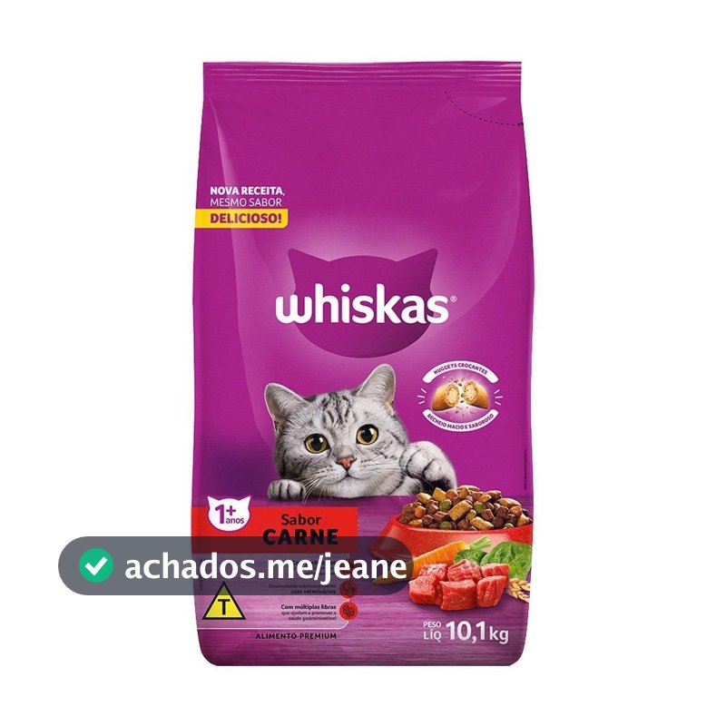 Ração para Gato 10,1Kg Whiskas Premium Carne com Delicrocs