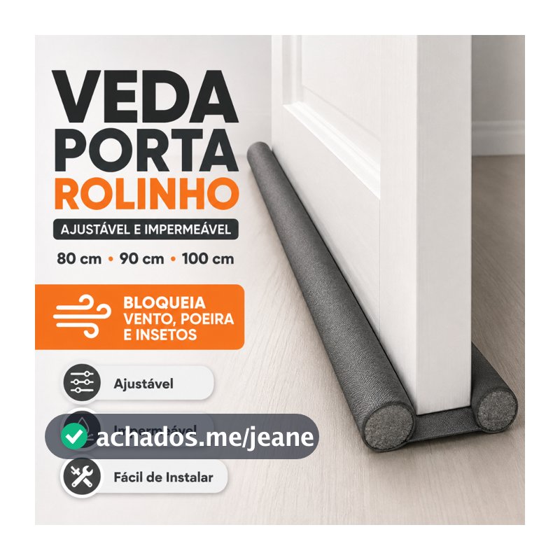Veda Porta Rolinho Duplo Ajustável Impermeável Protetor porta contra Poeira, Vento e Insetos - PROTETOR DE PORTA