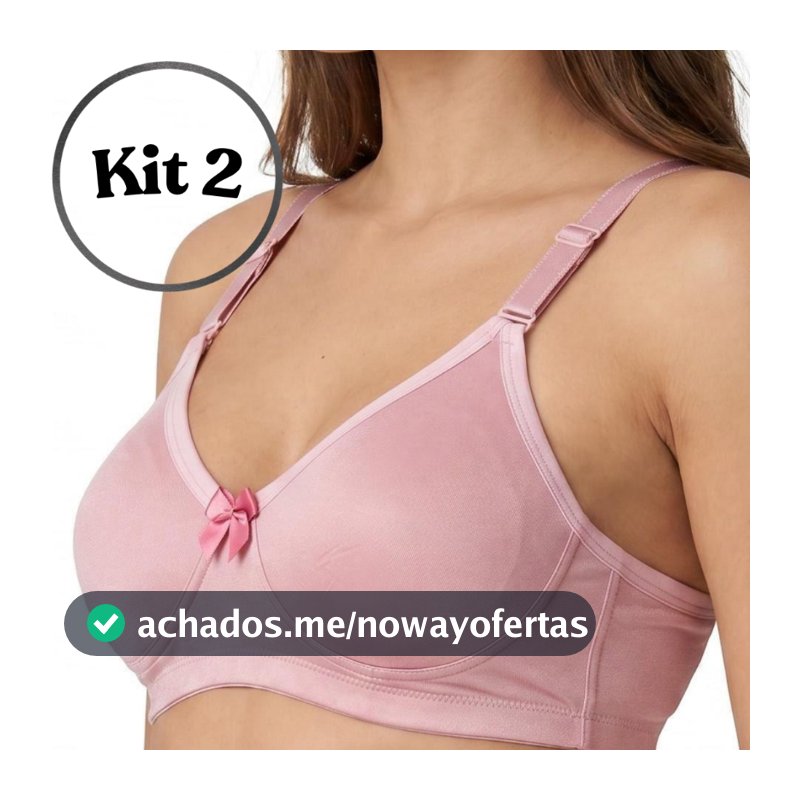 Kit 2 Sutiã Reforçado Alta Sustentaçao Sem Bojo Confortável Alça Larga Com Regulagem Liso Lingerie Bojo duplo Conforto