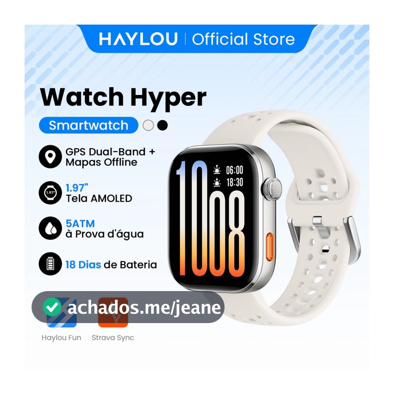 HAYLOU Watch Hyper GPS Tela AMOLED 1,97 , Voz Inteligente IA, Mapa Offline, 5ATM Relógio Inteligente