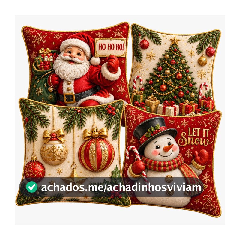 Capa de Almofadas 1 e 4 Decorativas 45x45 Estampas Natalinas estampa premium 2026 PAPAI NOEL HOHOHO