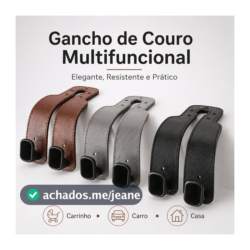 Gancho Universal Para Encosto De Cabeça De Assento De Carro-Duplo Couro Premium Cabide De Liga Grande Com Suporte ZEM