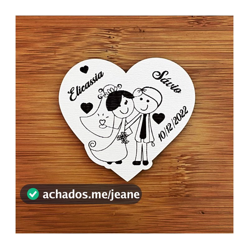 Kit de Imãs Geladeira Casamento Casamento Personalizado em MDF