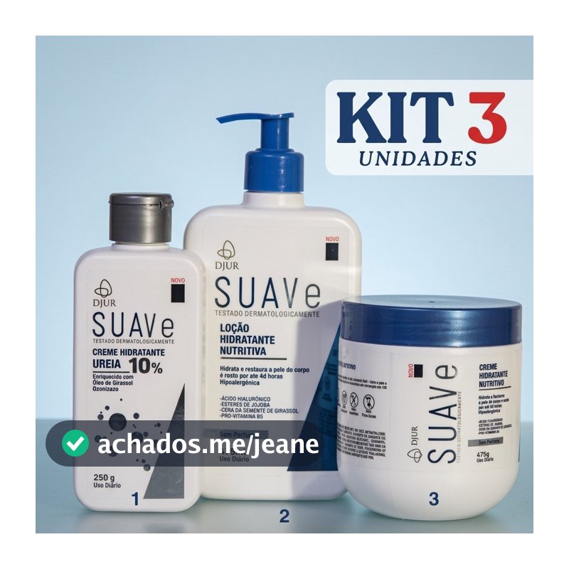 Kit 3 Itens Hidratante Corporal Ureia 10% Pele Seca Ressecada Sem Perfume Hipoalergênico Loção 475ml Creme 475g