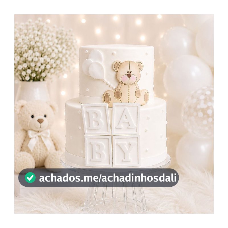 Bolo Fake Cha de Bebe Ursinhos Cha Revelação Em EVA Sem Emendas 20x15