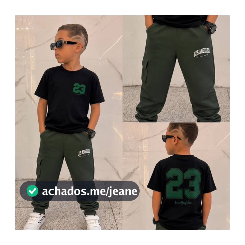 conjunto infantil menino calça jogger e blusa de algodão conjunto estiloso masculino meia estação do 2 ao 12 anos