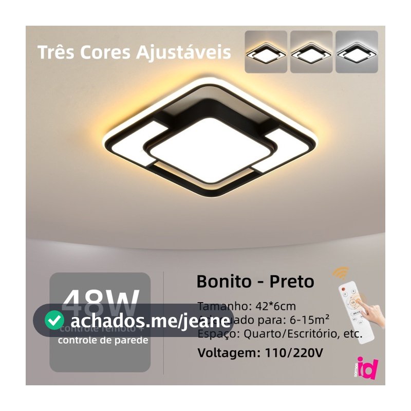 Luminária Teto Plafon Led Sobrepor Moderna 3 Em 1 Quadrado（42426cm）