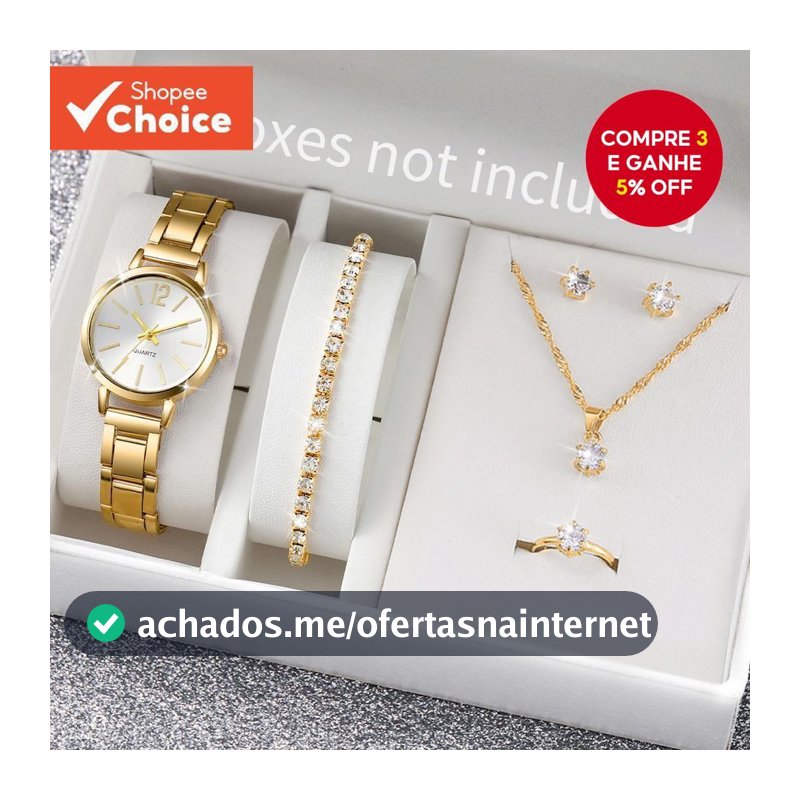 Conjunto De Relógio Feminino Ros ivga 6 Peças De Pulseira De Liga De Quartzo Com Strass Joias Da Moda Presente Para O Na