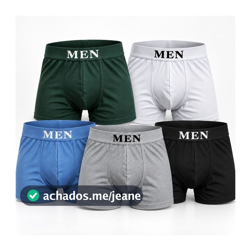 Kit com 5 cuecas boxer masculinas sem costura. Cuecas macias alta elasticidade e conforto diário.