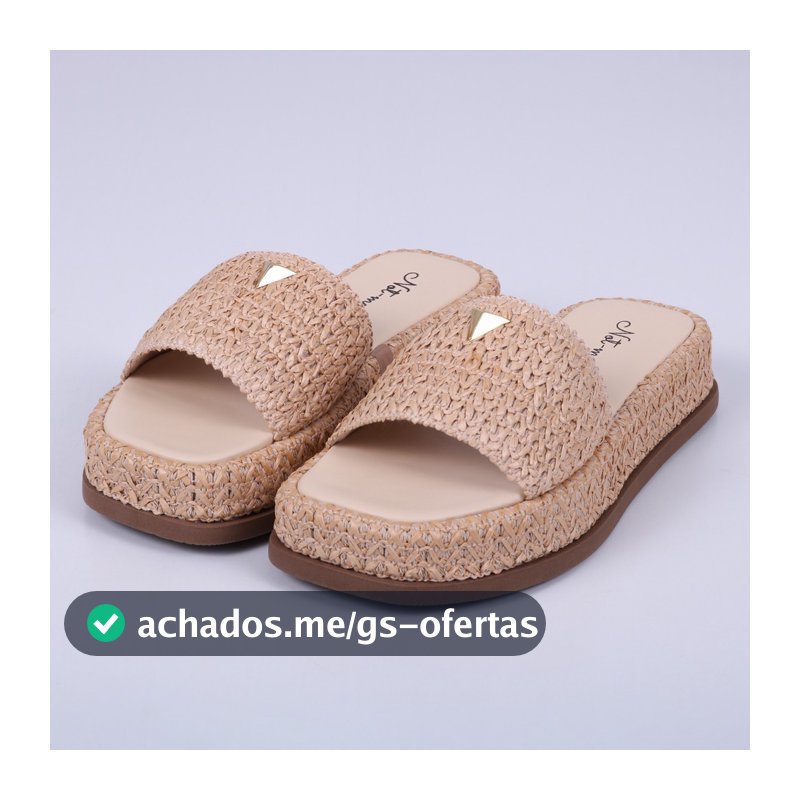 Sandália Flatform Feminina Capri Not-me Aplicação Palha