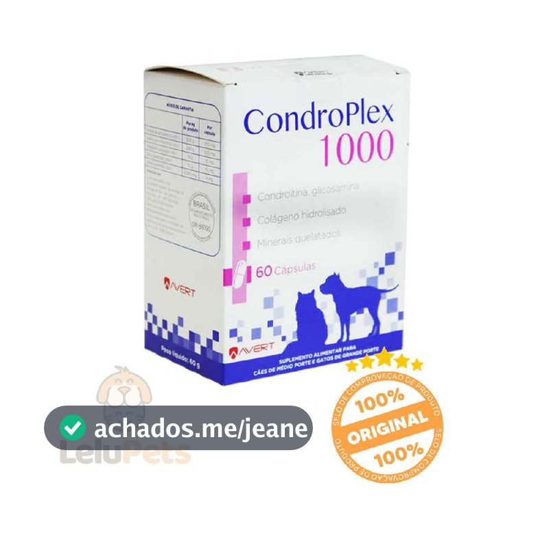 Condroplex 1000 Avert 60 Cápsulas Suplemento para Cachorro