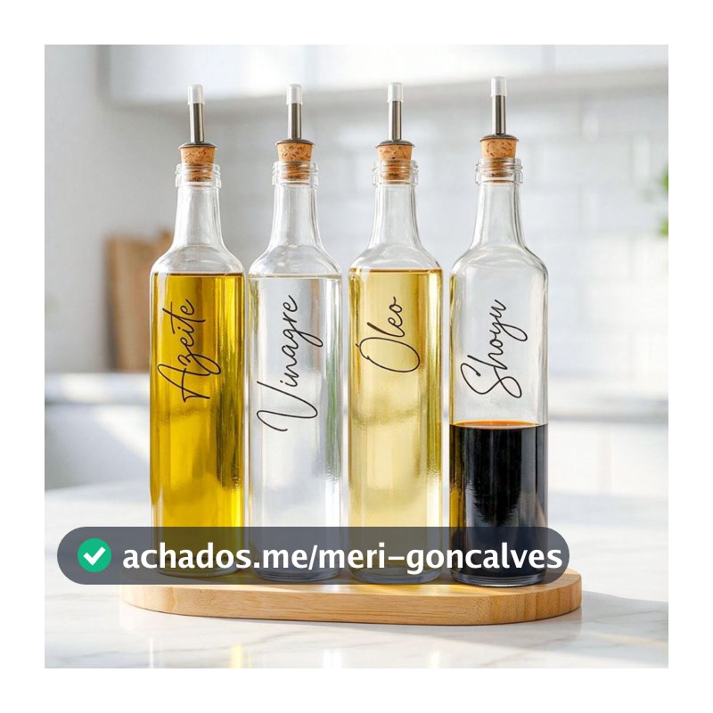 Galheteiros de Vidro 525ml com Bico Dosador Cortiça para Azeite, Vinagre, Óleo, Shoyu e Pimenta / Variações e Kit