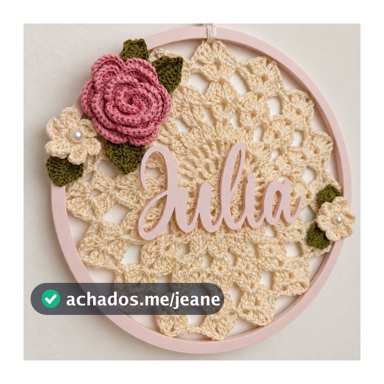 Enfeite Porta Maternidade Menina Floral Crochê Delicado