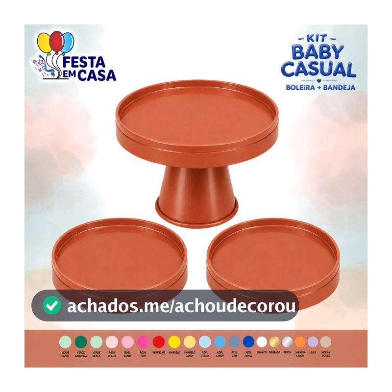 KIT 3 PEÇAS BOLEIRA CASUAL + BANDEJAS BABY