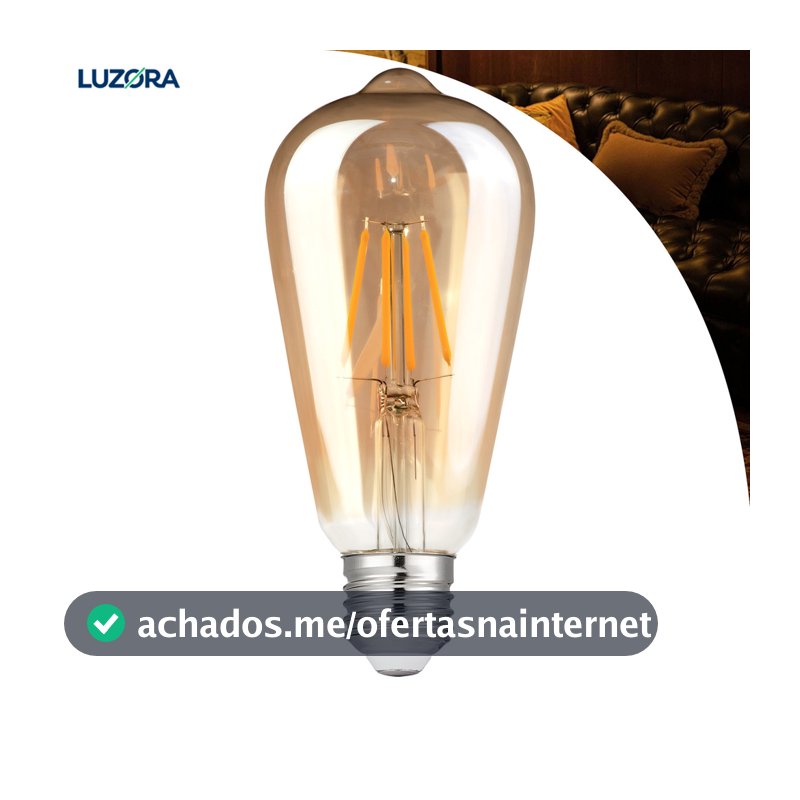 KIT 1 a 4 Lâmpada Filamento LED ST64 Edison 4W Estilo Retrô Vintage Luz Quente Bivolt E27 Âmbar