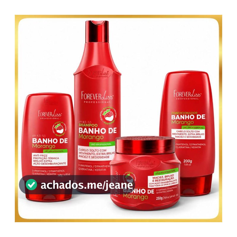 Kit Banho de Verniz Morango Completo Forever Liss PROMOÇÃO