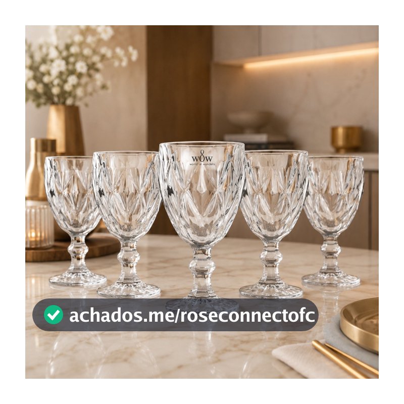 Jogo De Taças De Vidro Diamond Cristal 325ml 6 Peças