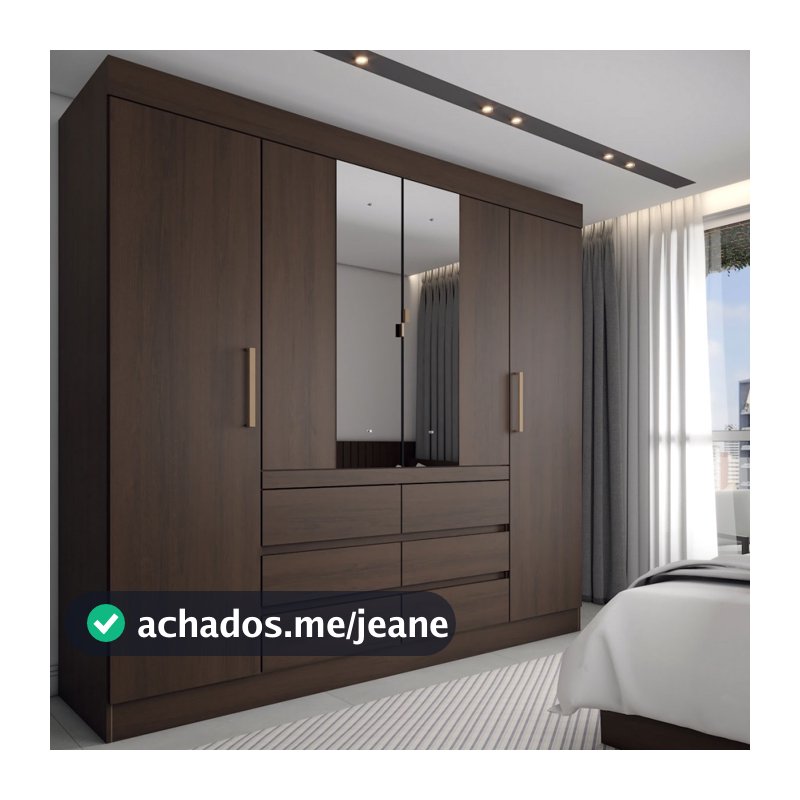Guarda-Roupa Casal Honey 4 Portas 6 Gavetas com Espelho