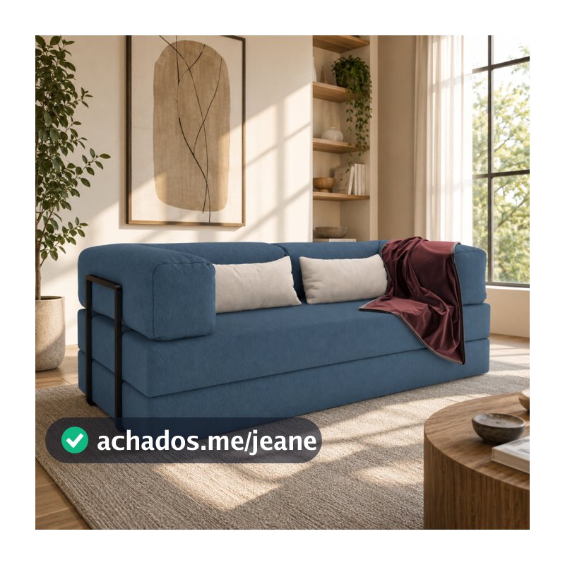 Sofá Cama tamanho casal grande 180cm 100% espuma confortável fácil montagem ideal para sala e quarto
