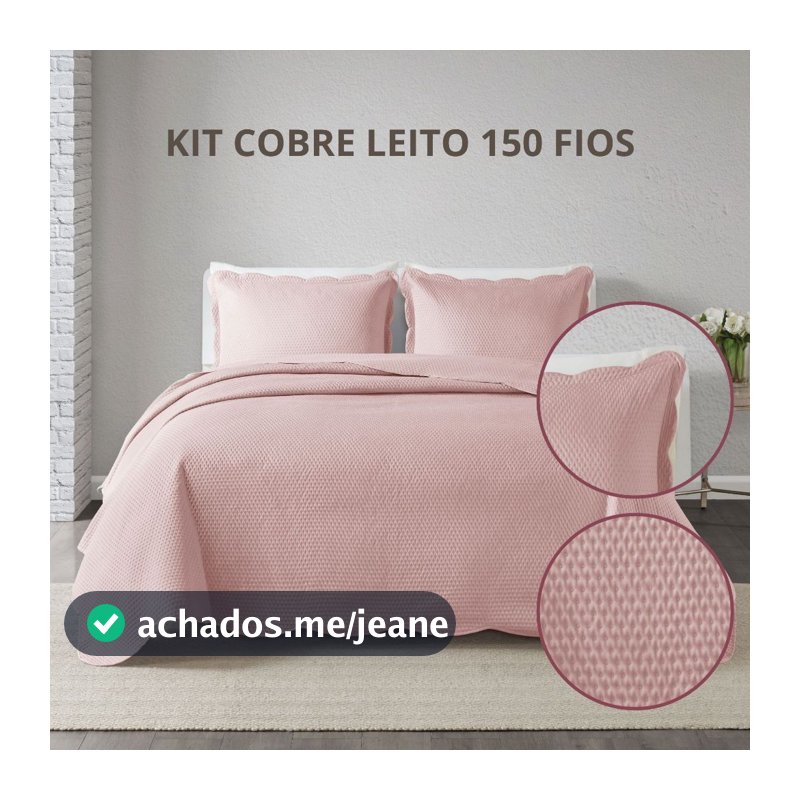 Colcha Cobre Leito Solteiro Bordada Lisa  Com Porta Travesseiro Milão 2 Peças Corttex