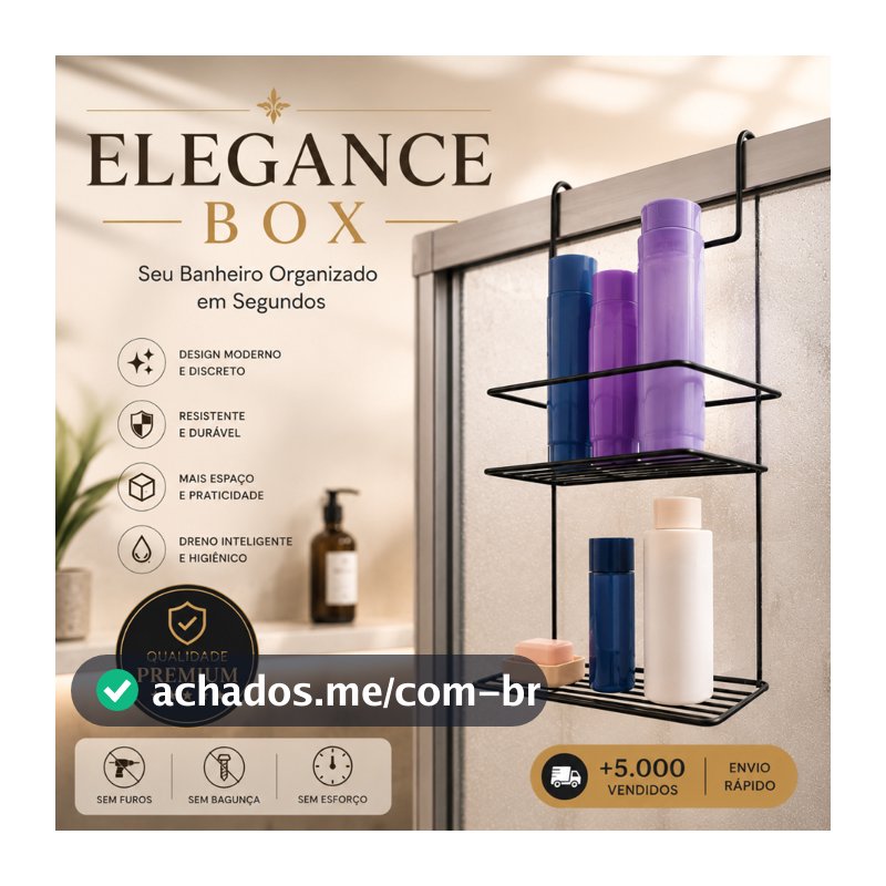 Porta Shampoo Box Duplo Sem Furo, Suporte para Banheiro, Organizador Banheiro de Pendurar