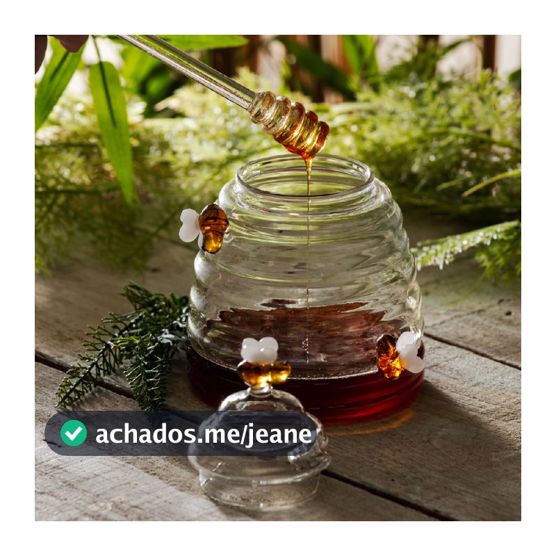 Meleira Portal Mel Lyor de Vidro Borossilicato 470ml com Tampa e Pegador Colméia Bee Abelha Abelhas Abelhinha Fofura Mesa Posta Requintada Fofa Transparente