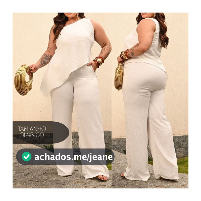 Conjunto Plus Size Feminino Calça e Blusa Assimétrica