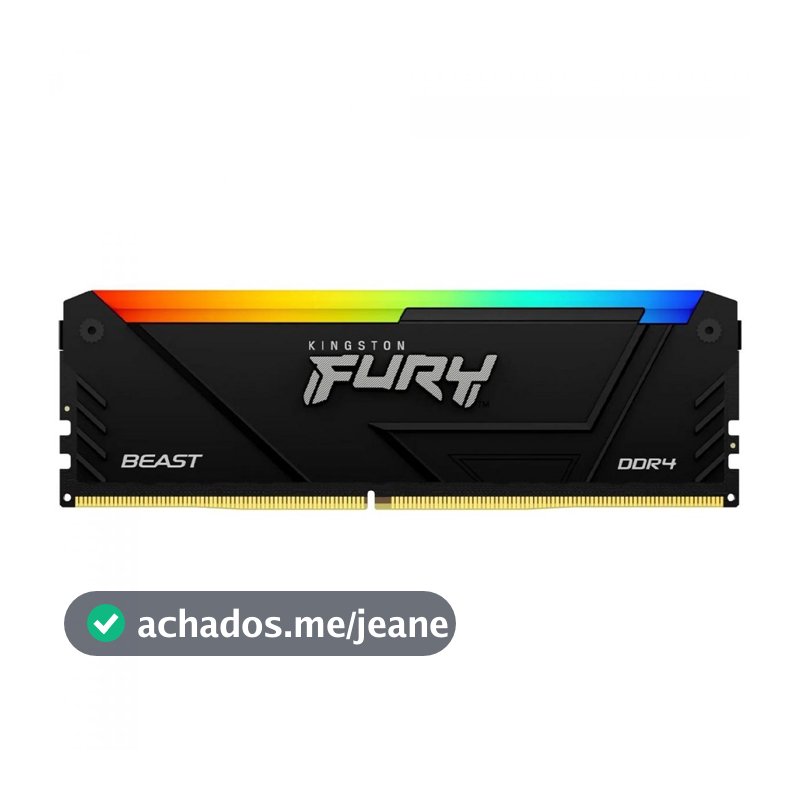 Memória DDR4 Kingston Fury Beast, RGB, 8GB, 3200MHz, Black, KF432C16BB2A/8
