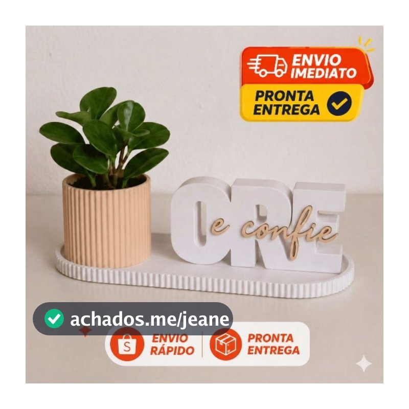 Kit Decorativo “Ore e Confie” com Vaso e Bandeja – Fé, Design Moderno e Elegância para seu Lar