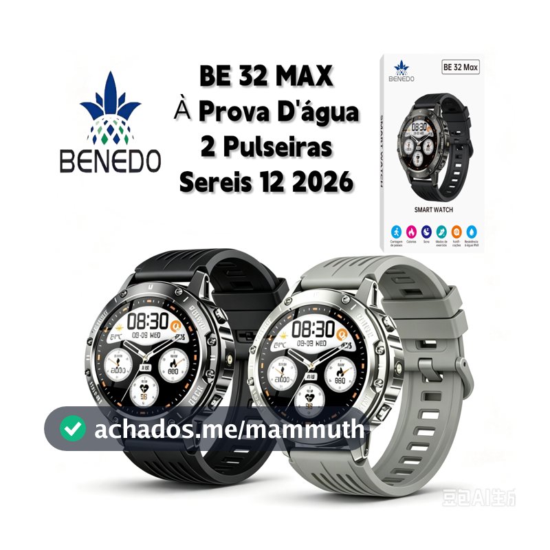 Smartwatch BE32 MAX Relógio digital masculino Series 12 2026 inteligente Amoled Aprova D'água IP68