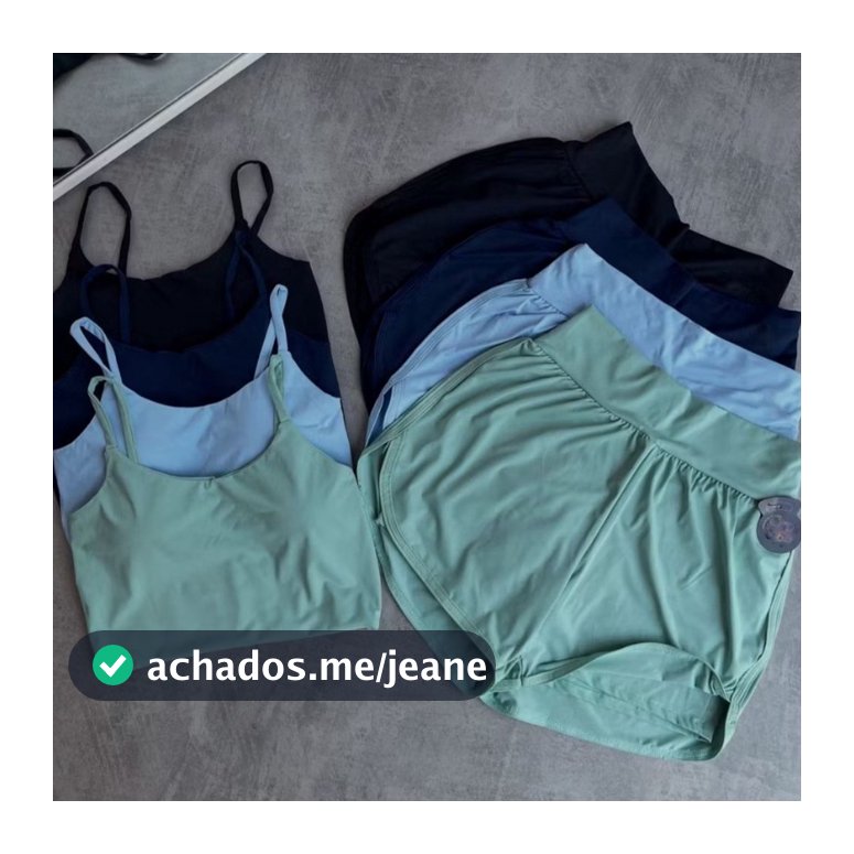 Conjunto Fitness Short Duplo Toque Gelado Poliamida Top Com Bojo Removível