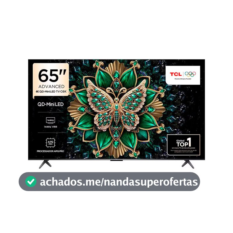 Smart TV 65 65C6K 4K QD-Mini Led 144Hz com Sistema Operacional Google TV TCL