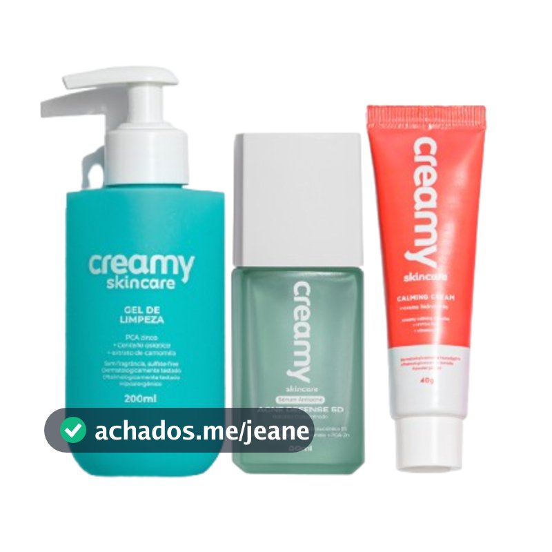 Kit Antiacne Básico - Gel de Limpeza + Acne Defense 5D + Gel-creme Hidratante Calmante - Calming Cream