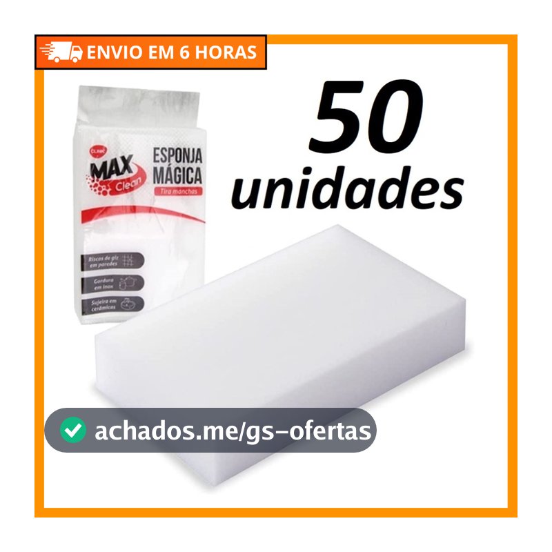 Kit 50 Esponjas Mágicas Brancas Removedoras de Manchas — Limpeza Profunda Sem Produtos Químicos