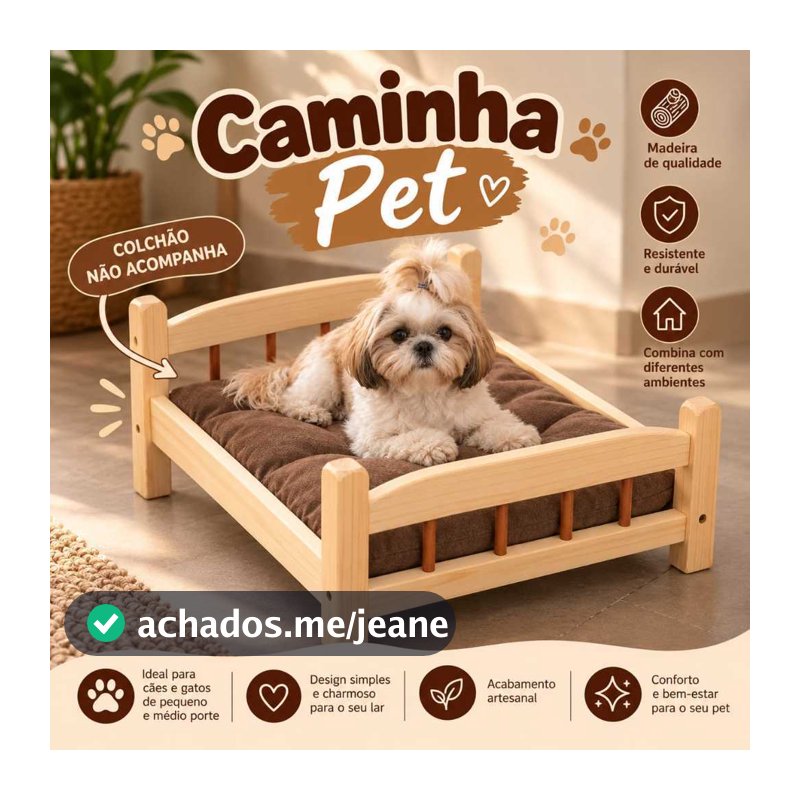 CAMA PET MADEIRA PINUS TRATADA, P/ PORTE PEQUENO/MÉDIO, FABRICAÇÃO PRÓPRIA, CAMINHA, CACHORRO, GATO