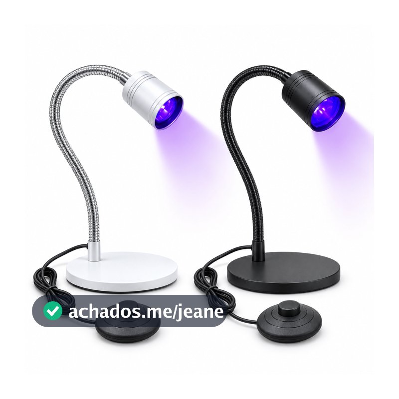 Luminária UV LED de Mesa USB com Haste Flexível e Pedal Luz Ultravioleta Roxa Para Molde F1