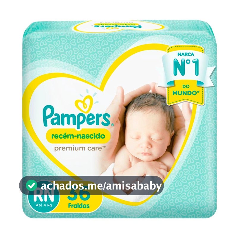 Fralda Pampers Recém Nascido Premium Care RN 36 Unidades Descartáveis