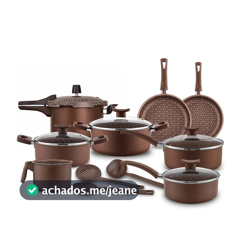 Conjunto de Panelas 11 Peças Alumínio Antiaderente Teflon Panelas, Frigideiras, Caçarolas, Caneca e Panela de Pressão