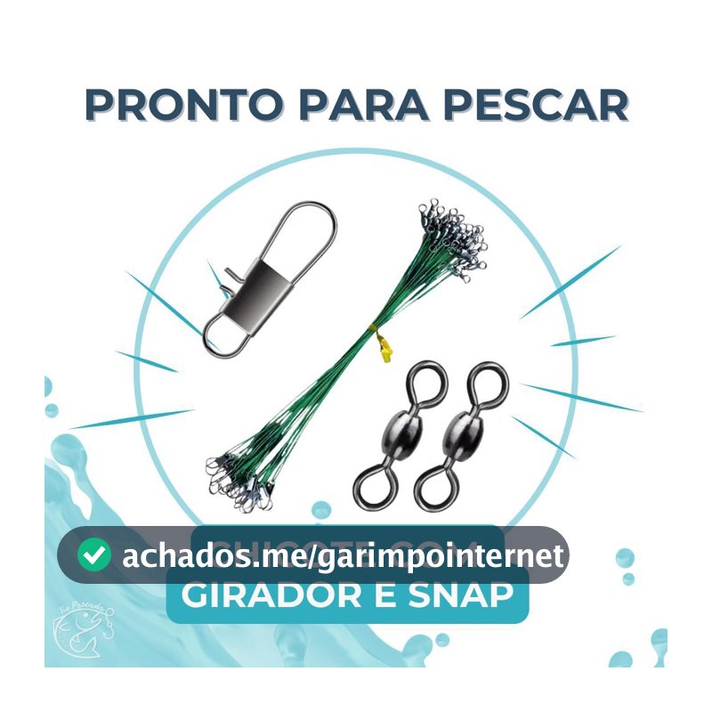 Kit Chicote Castor Cabo de Aço 20cm Com Girador e Snap Encastoado Leader Arame de Aço