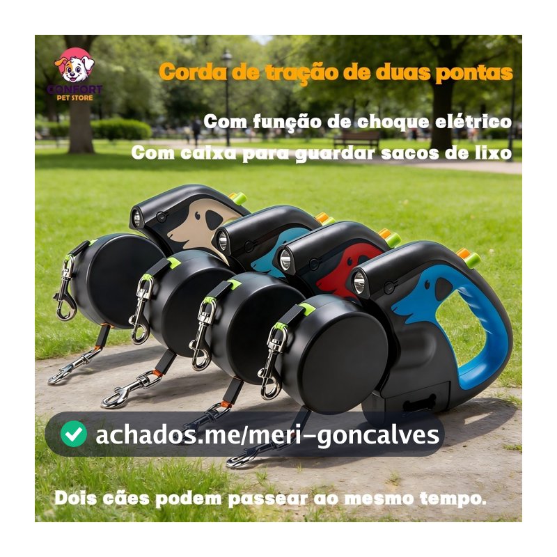 Coleira para dois cães/coleira para cachorro/Coleira Guia Retrátil 3 Metros Pets Cachorro Cães Gatos Resistent
