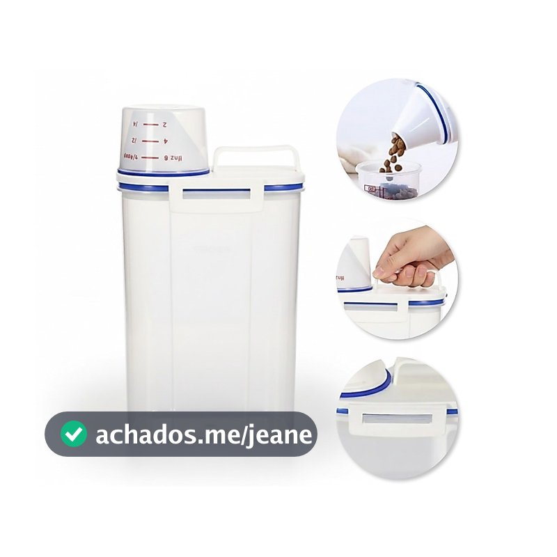 Pote Hermético 2,5L Anti Vazamento com Copo Medidor Bico Dosador Porta Mantimentos Arroz Feijão Grãos Cozinha Lavanderia