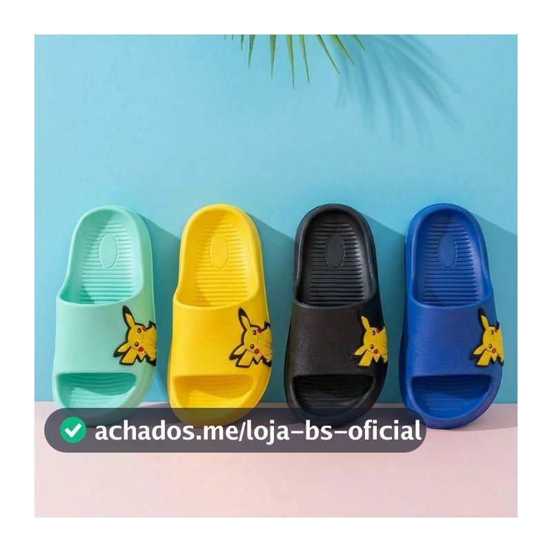 Slide Infantil Menino Chinelo Pikachu Juvenil Nuvem para Casa em Geral, para Quarto, para Presente