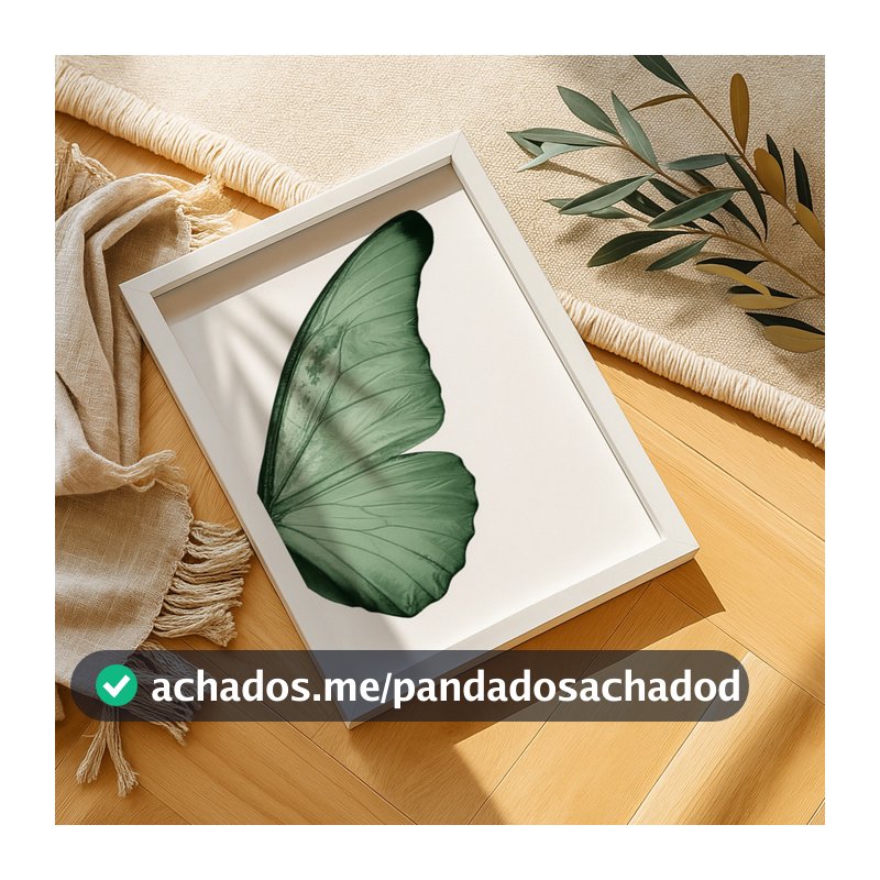 Quadro Decorativo Asa Borboleta Verde Minimalista Natureza Elegante Moderna Neutra Delicada