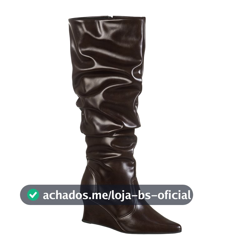 Bota Feminina Cano Longo Slouch Franzido Salto Alto Cunha Anabela Bico Fino Alanis GiGiL