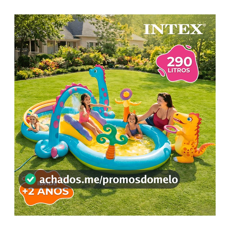 Piscina Playground Mundo Dos Dinossauros - 290 Litros- Intex