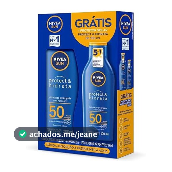 Kit Protetor Solar Corporal Nivea Sun Fps 50  protect e hidrata 200ml grátis 100ml