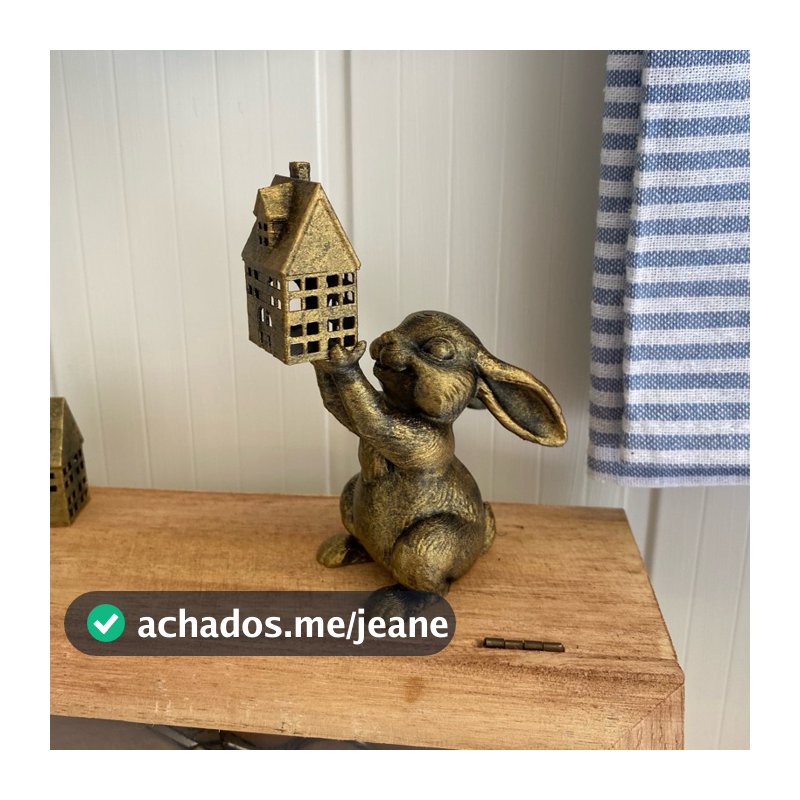 Coelho Decorativo com Casinha | Decoração Farmhouse Cottage Rústica | Impressão 3D em PLA