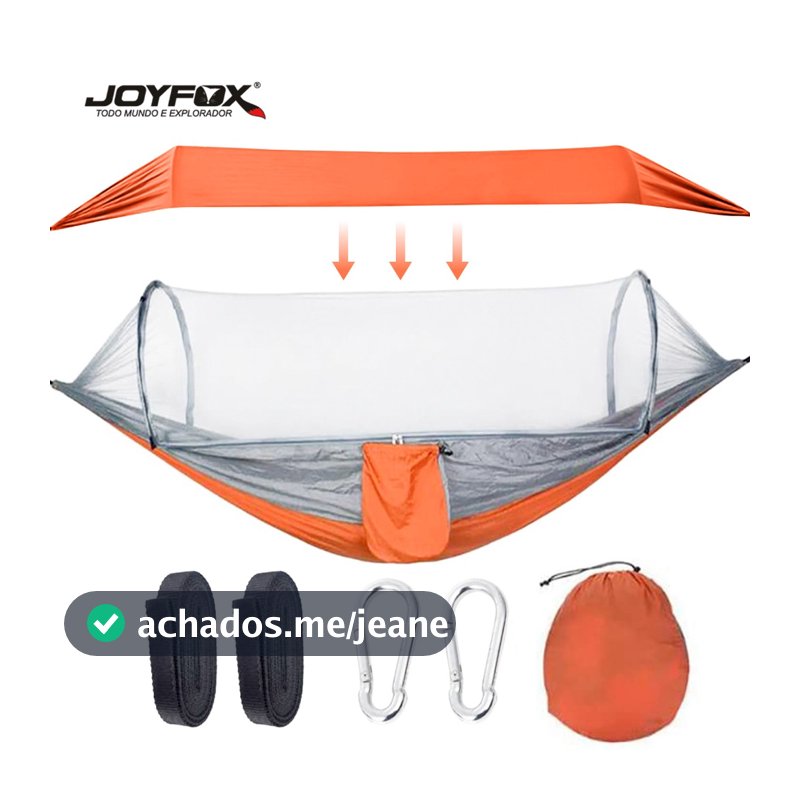 Rede De Dormir Descanso Joyfox Com Toldo Proteção Solar E Mosquiteiro Reforçada 260x140cm Nylon 210t Para Camping Laranj