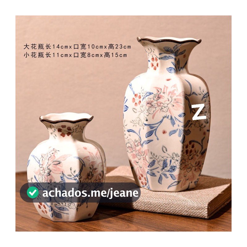Chinês de alta qualidade azul branco porcelana Retro entrada vaso cerâmica casa sala estar arranjo flor decoração orname