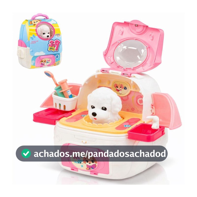 Maleta Pet Shop Mochila Veterinária Cachorro Brinquedo Infantil Educativo